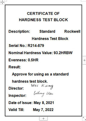 HRA HRB HRC HRF Rockwell Hardness Block Hardness Testing Blocks